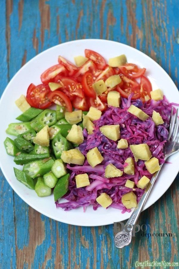 Salad khoai lang bắp cải tím tươi ngon, mát lành