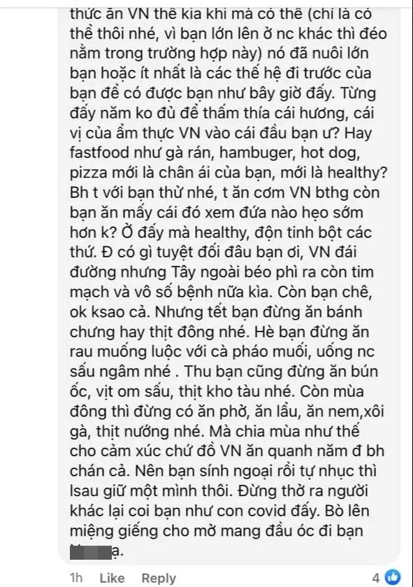 Chê đồ ăn Việt bị độn tinh bột và nêm quá nhiều gia vị, cô gái khiến cộng đồng mạng tranh cãi dữ dội: 