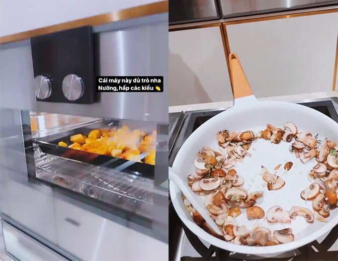 MC Diệp Chi làm bữa tối rực rỡ bằng robot nấu ăn, dân mạng định hỏi mua mà 